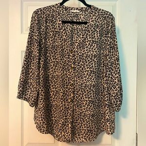 Chic Animal Print Button-Up Blouse